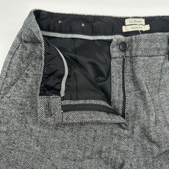 LL Bean Pants Womens 10P Gray Herringbone Lined Classic Fit Straight Leg Pockets - Picture 3 of 14